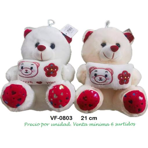 PELUCHE OSITO COJIN LOVE YOU 21 CM BLANCO Y BEIS