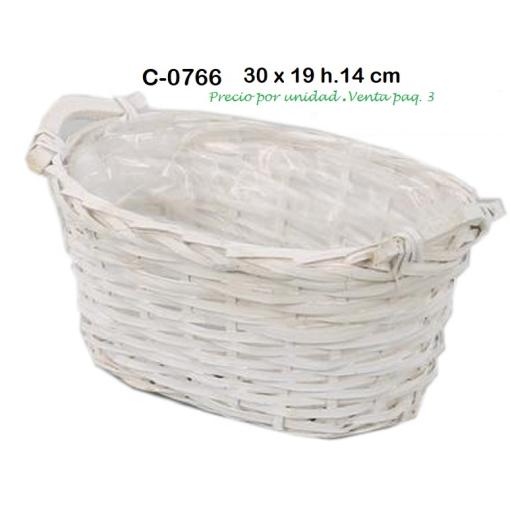 CESTO BLANCO CON ASAS 30x19 h. 14 cm